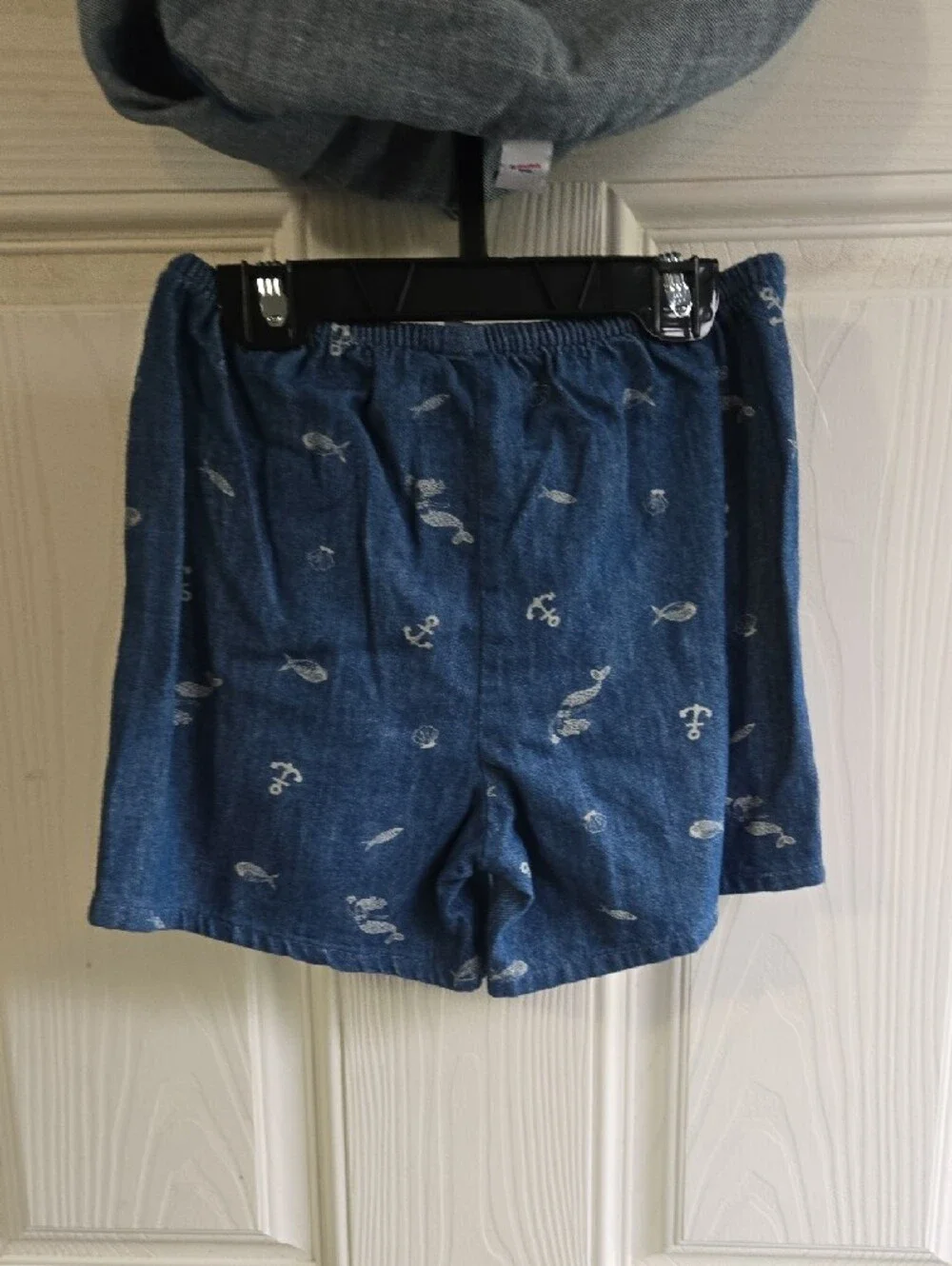 Old Navy Blue Denim Tank & Shorts Set with White Nautical Prints